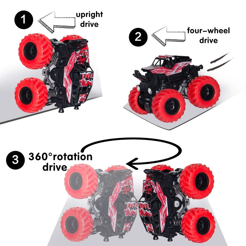 LONANDY Monster Truck Toys for Boys Age 4-7 - Friction Powered Car Toys for Kids Toddlers 3 4 5 6 Years, Push and Go Toy Cars Best Christmas Birthday Party Gift for Boys Girls 4 Pack - Image 5